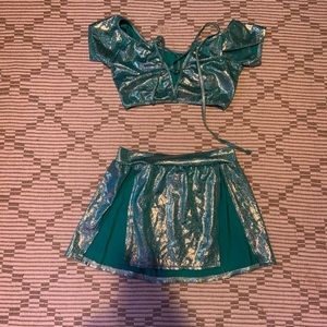 Dolls Kill Other - NEW Blue holographic off-the-shoulder rave set (M) Dolls Kill Other - NEW Blue holographic off-the-shoulder rave set (M)